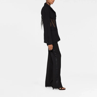 Black Mesh notched collar blazer