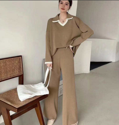 Beige Knit Coord Set