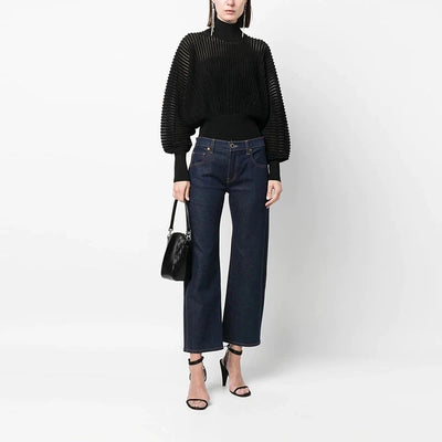 Luxe Metallic Blend Turtleneck Sweater - Black