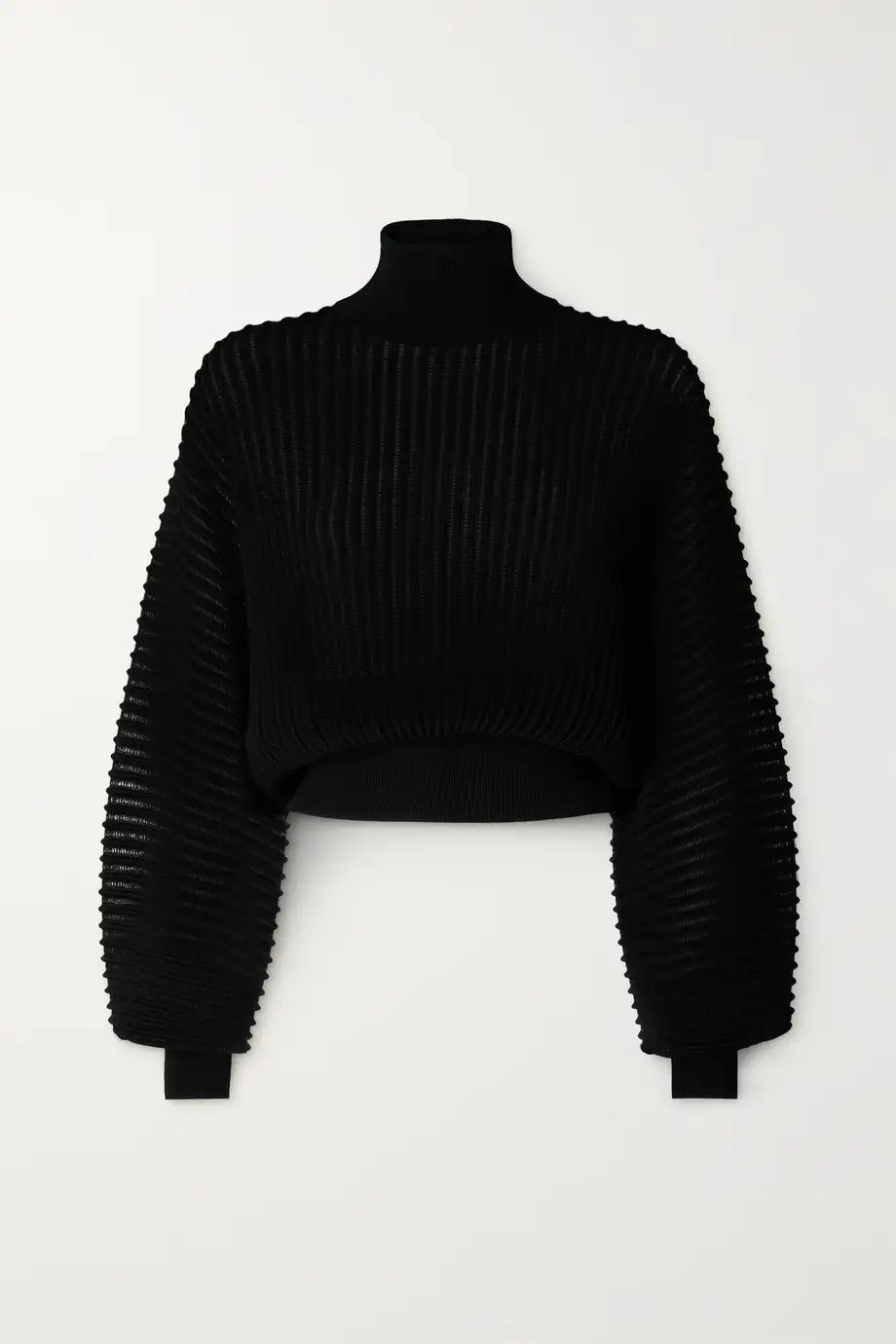 Luxe Metallic Blend Turtleneck Sweater - Black