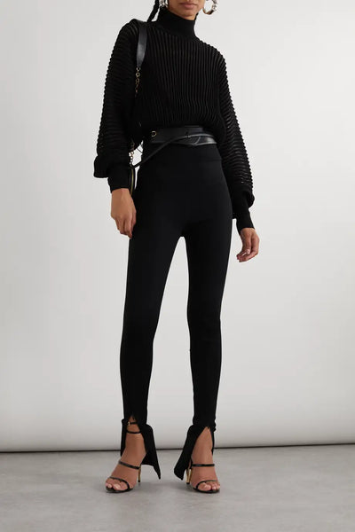 Luxe Metallic Blend Turtleneck Sweater - Black