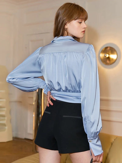 Double Breasted Satin Blouse