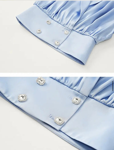 Double Breasted Satin Blouse