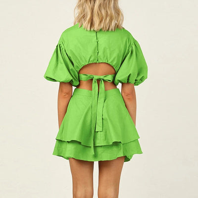 Puff Sleeve Cutout Summer Dress