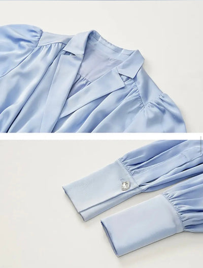 Double Breasted Satin Blouse