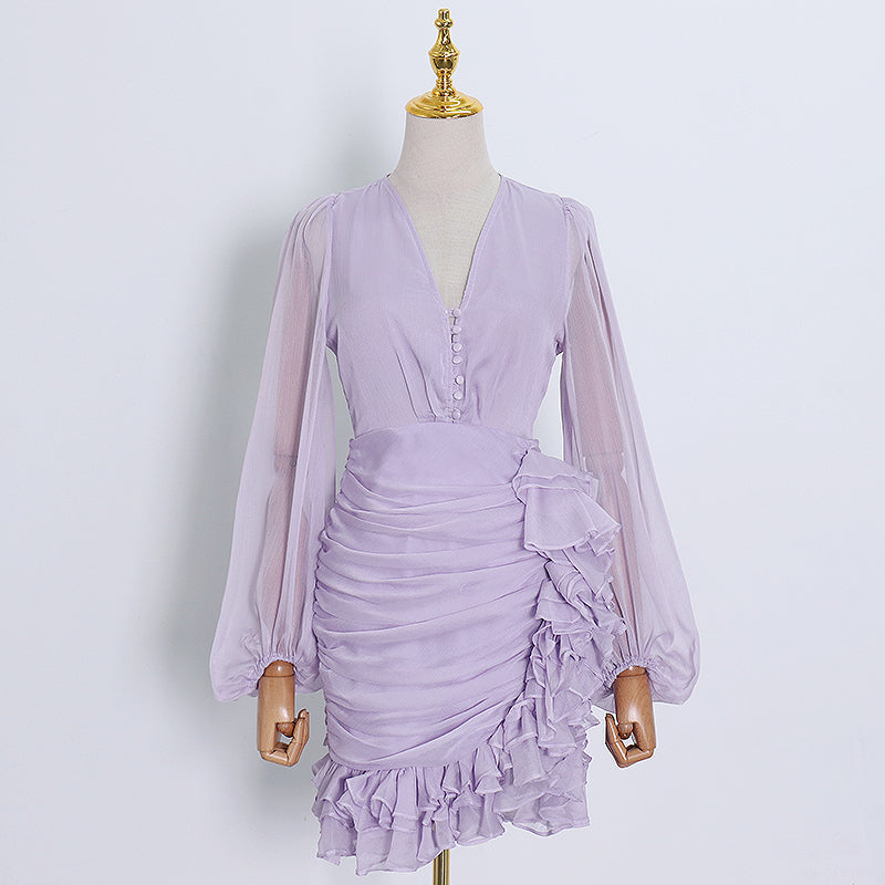Asymmetrical Ruffle Dress