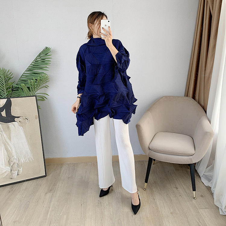 Blue Pleated Top
