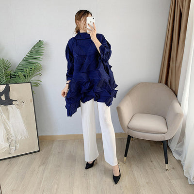 Blue Pleated Top
