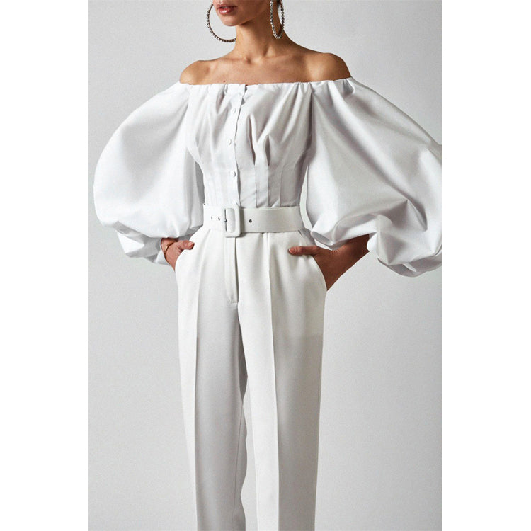 Off Shoulder Balloon Sleeve Top