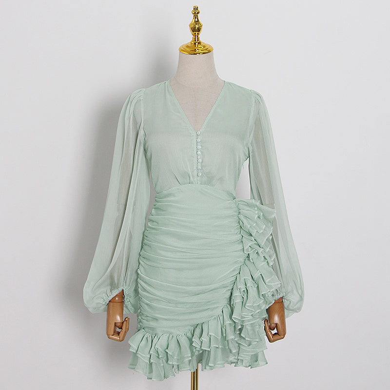 Asymmetrical Ruffle Dress