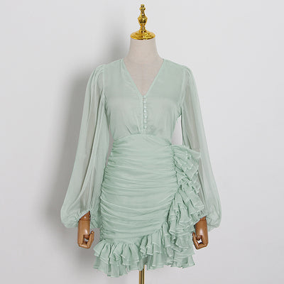 Asymmetrical Ruffle Dress
