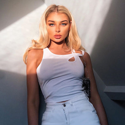 White Ribbed CropTop