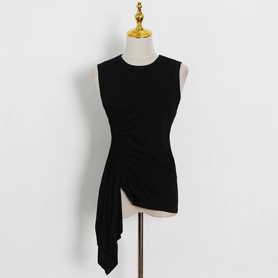 Side draped black top