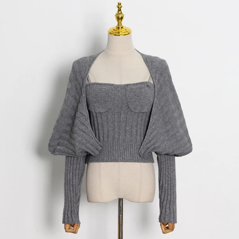 Two piece knit set - grey