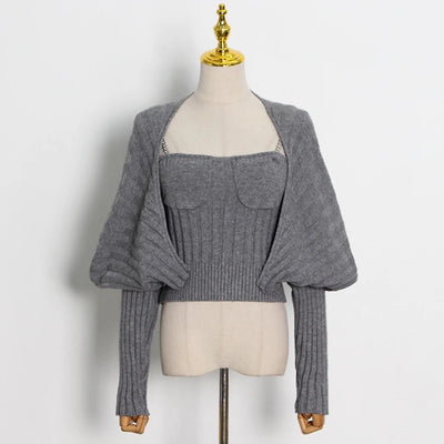 Two piece knit set - grey
