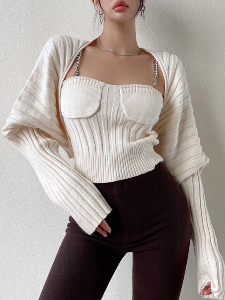 Two piece knit set - cream
