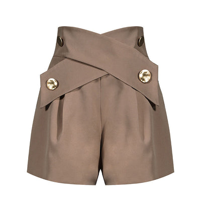 High Waist Buttoned Shorts