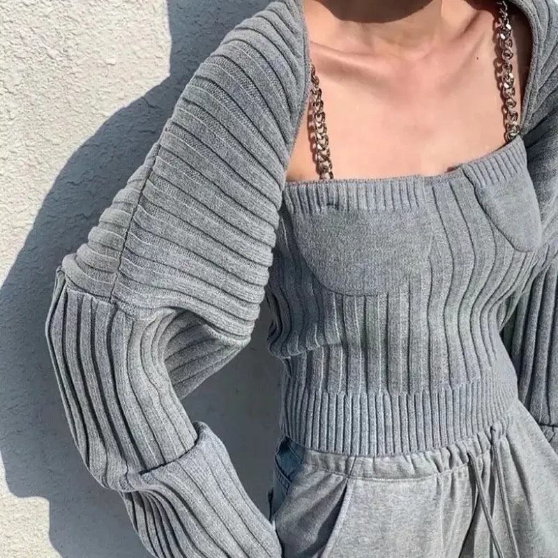 Two piece knit set - grey