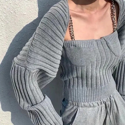 Two piece knit set - grey