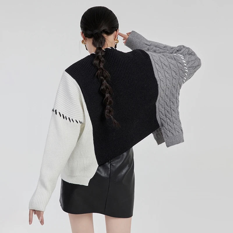 Patchwork color block sweater