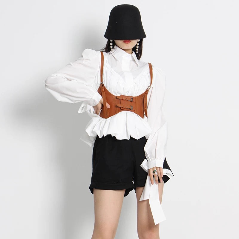 Corset Belted White Shirt