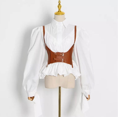 Corset Belted White Shirt