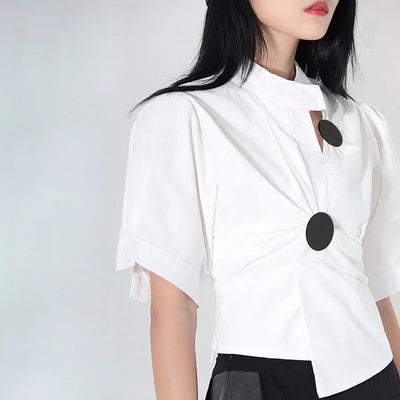 Polo collar color block top