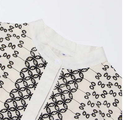Cutwork Lantern Sleeve Dress