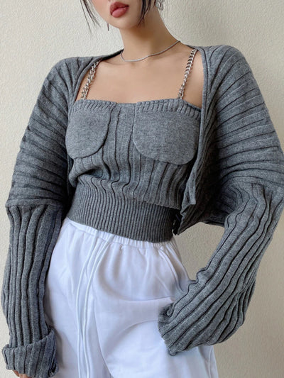 Two piece knit set - grey