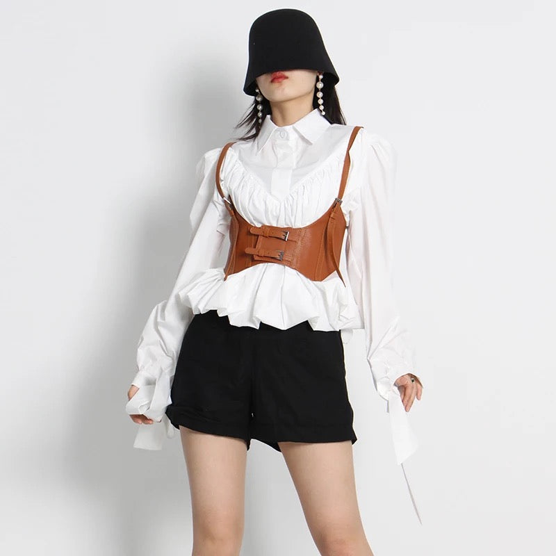 Corset Belted White Shirt