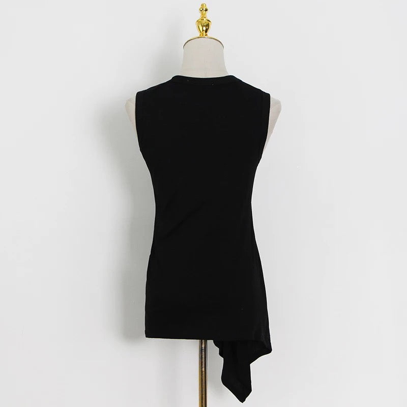Side draped black top