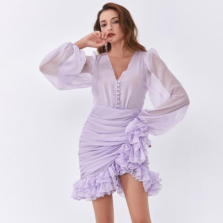 Asymmetrical Ruffle Dress