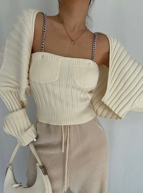 Two piece knit set - cream