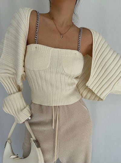 Two piece knit set - cream
