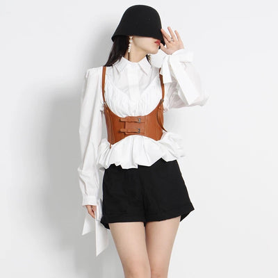 Corset Belted White Shirt