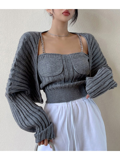 Two piece knit set - grey