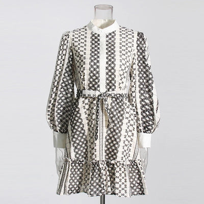 Cutwork Lantern Sleeve Dress