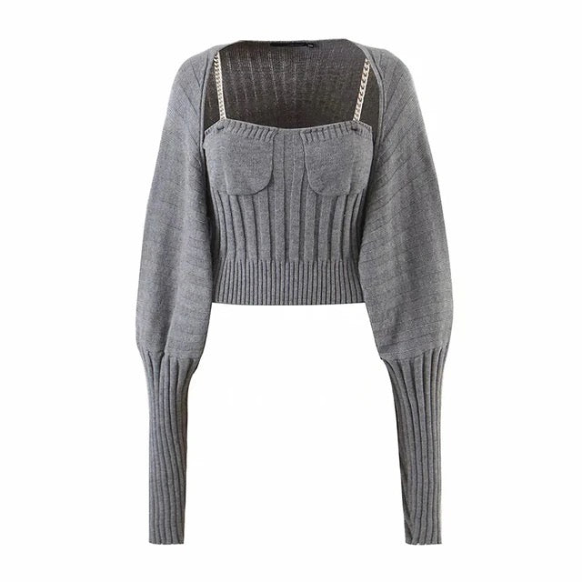 Two piece knit set - grey