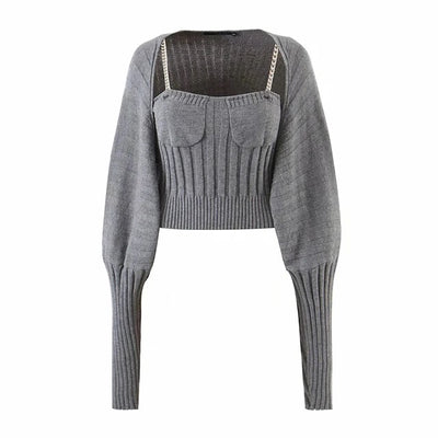 Two piece knit set - grey