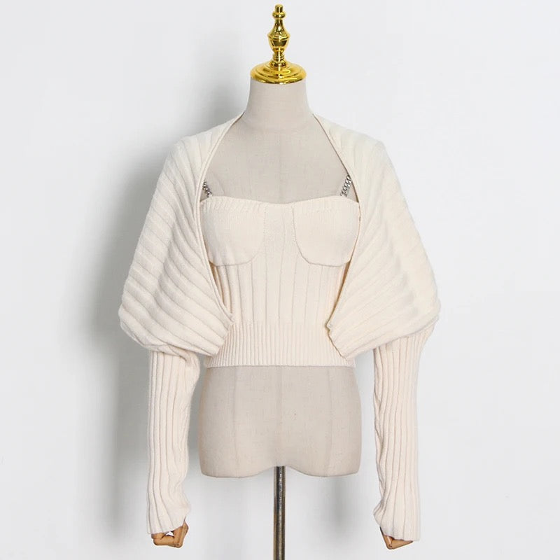 Two piece knit set - cream