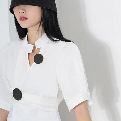 Polo collar color block top